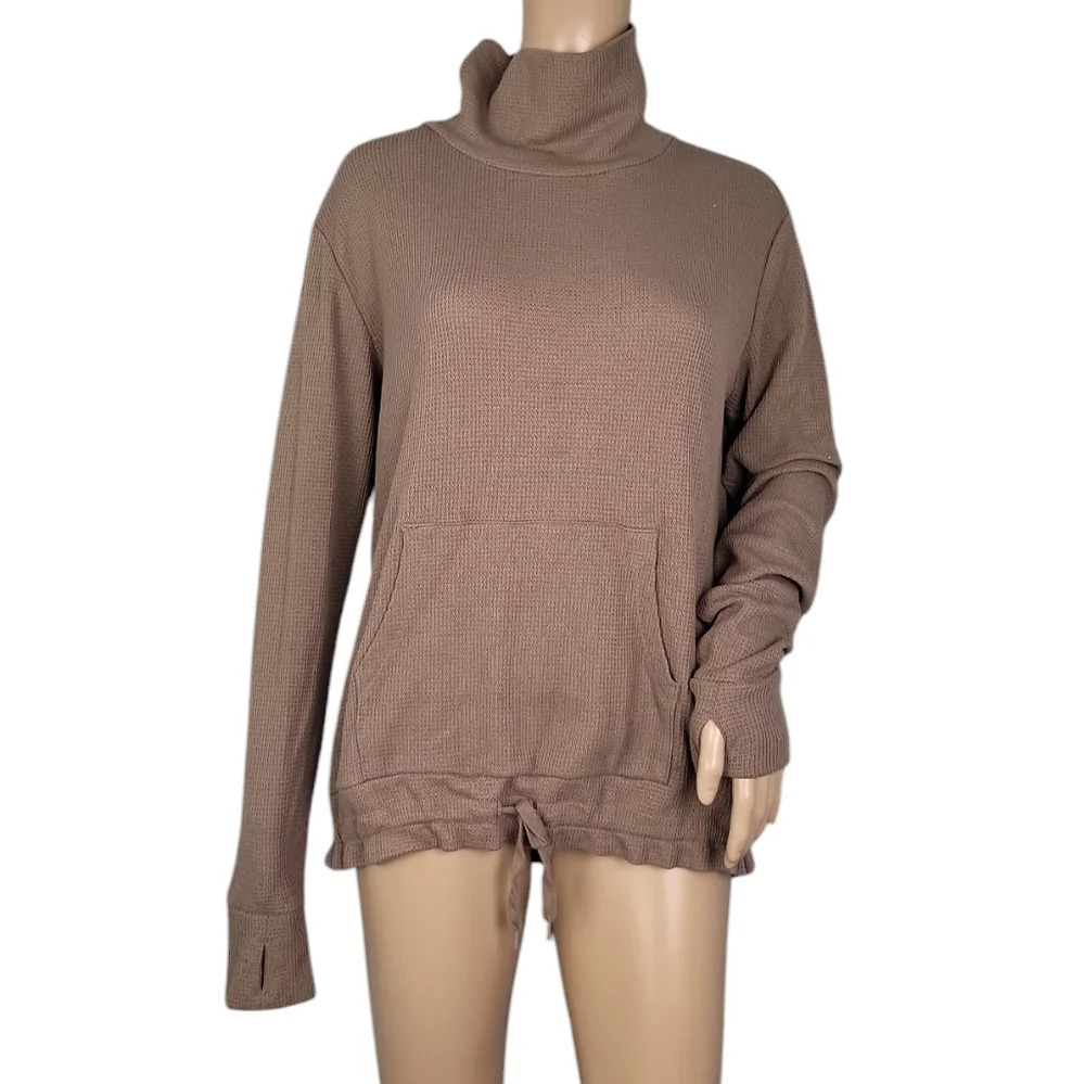 zuda Waffle Pullover Turtleneck Pine Bark